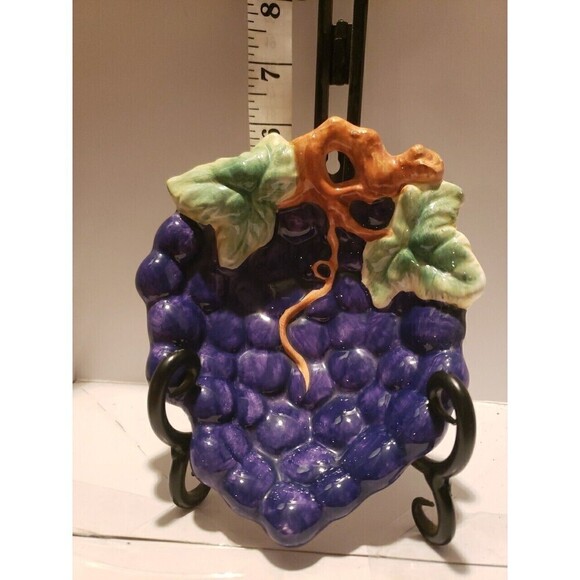 Pottery Hand Painted Serving Bowl Small Grapes - Picture 10 of 13
